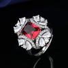 Luxury Pigeon Blood Ruby Stud Earrings Necklace Ring Set Actress Crystal Zircon Clavicle Chain Colored Treasure Jewelry