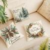 Christmas & Winter Themed Cushion Cover Durable Hypoallergenic Organic Linen Pillow Cover Short Size Washable Skin-Friendly