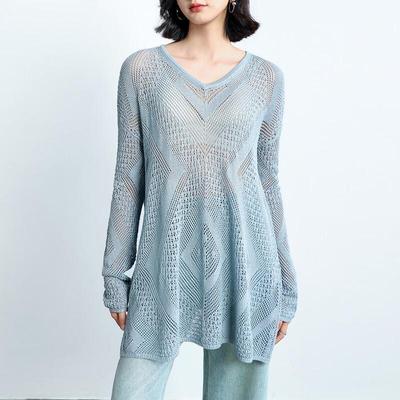 Snuofude Women's V-Neck Casual Knit Sweater
