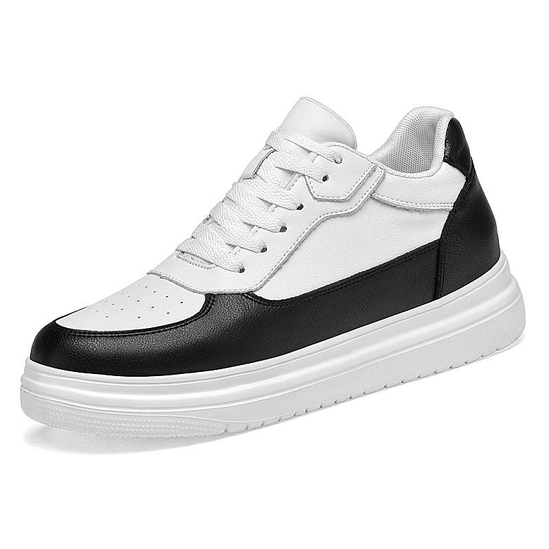 Men's Breathable Skate Sneakers - 10cm Invisible Lift, Thick Sole, White Casual Shoes