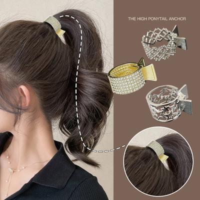 New Pearl Rhinestone Hair Claws Girl High Ponytail Clip Fixed Pin Claw  Advanced Sense  Accessories Headwear
