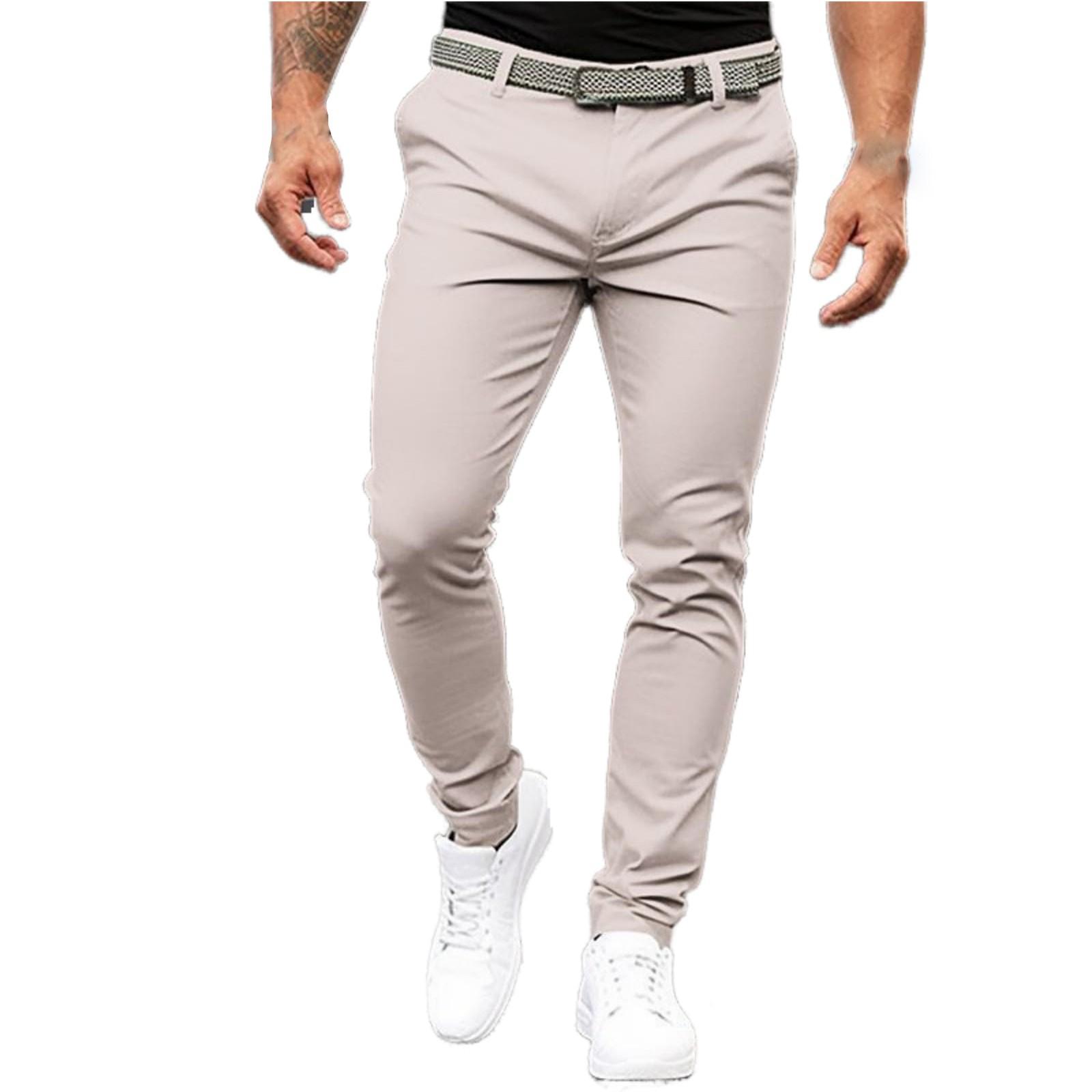 

Мужские однотонные узкие брюки с карманами на молнии в деловом стиле S хаки