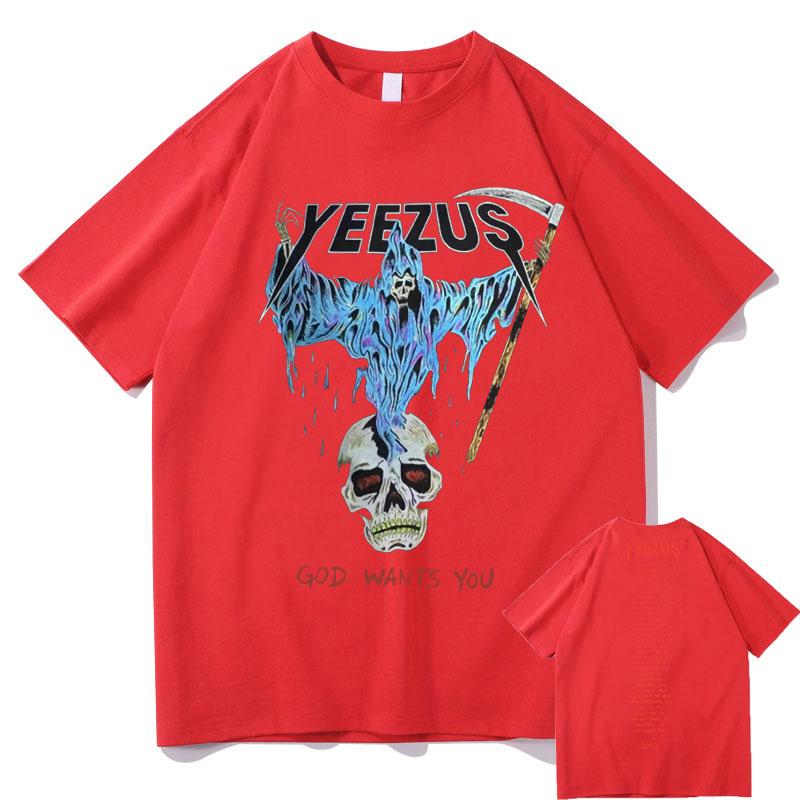 

God Wants You Kanye West Streetwear Skull Reaper Graphic Print Tshirt Men Women Hip Hop Fashion Tshirts Mens Cotton T Shirt S