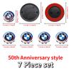 DJSA5 Hood Trunk Wheel Steering Badge 7Pcs Emblem Set For BMW E46 E90 F10 F30 G20 X5 82mm 74mm 68mm 56mm 45mm 50th Anniversary Car