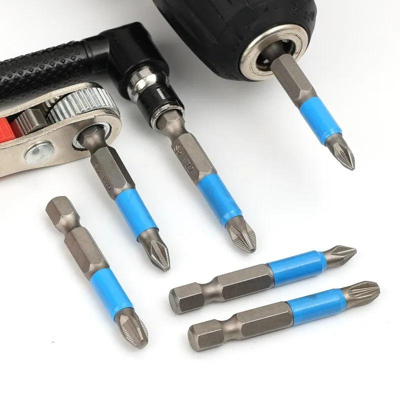 6/12x Hex Shank Screwdriver Bit Set PH1 PH2 PH3 PZ1 PZ2 PZ3 Head Anti Slip Teeth Hardware Electrical DIY Repair Accessories
