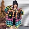 Autumn New Printed Plaid Shirt Long-sleeved Splicing Casual Fashion Youth Age Reduction Loose Large Size Women's Clothing