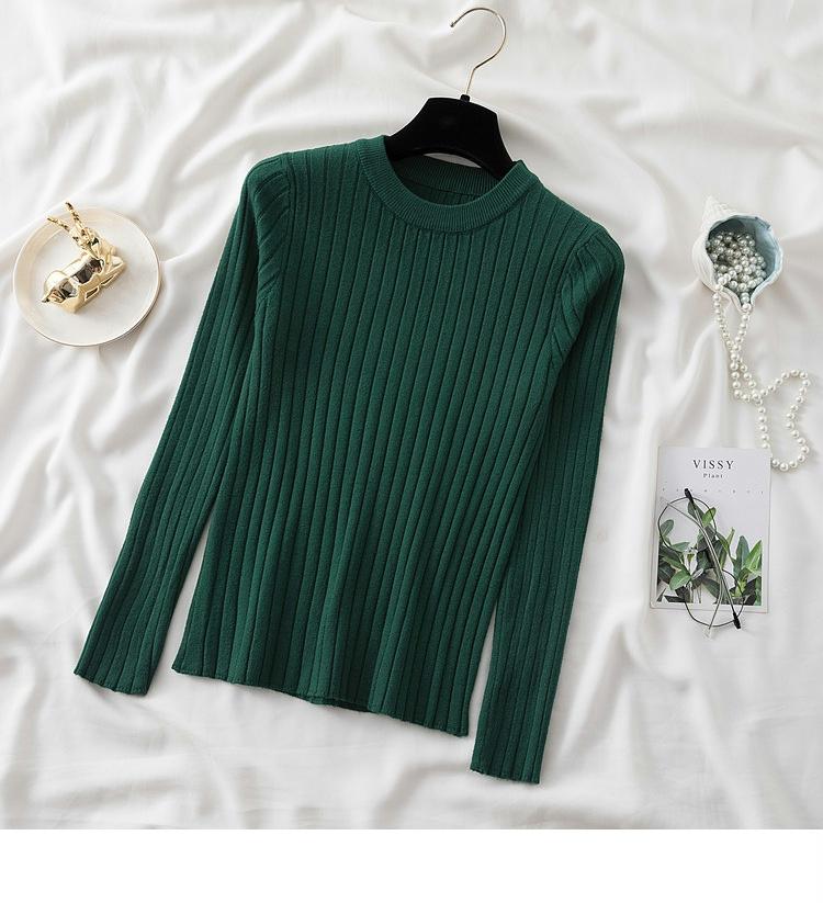 Autumn Neck Fit Round Slim Base Knitted Sweaters Women Winter New Fashion Long Sleeve Pullovers Sweater Woman Elegant Solid Casual Lady Jumpers 25477