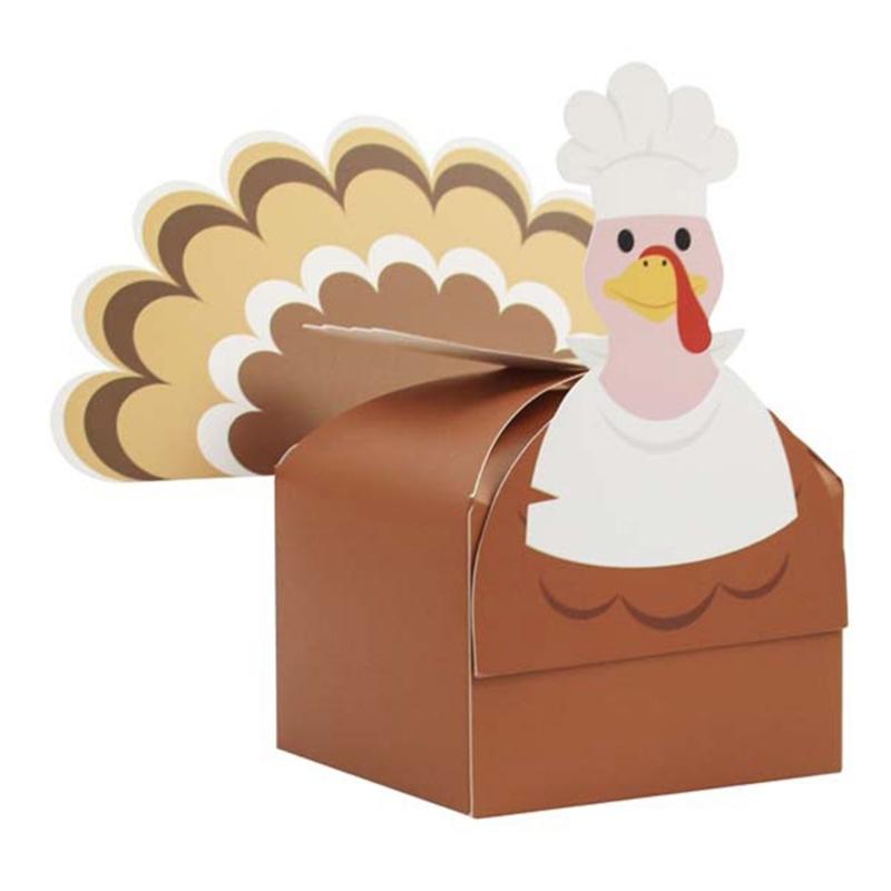 Packung mit 12 Geschenkboxen aus Papier mit Thanksgiving-Truthahn-Motiv für Feiertags-Partydekorationen und DIY-Bastelarbeiten