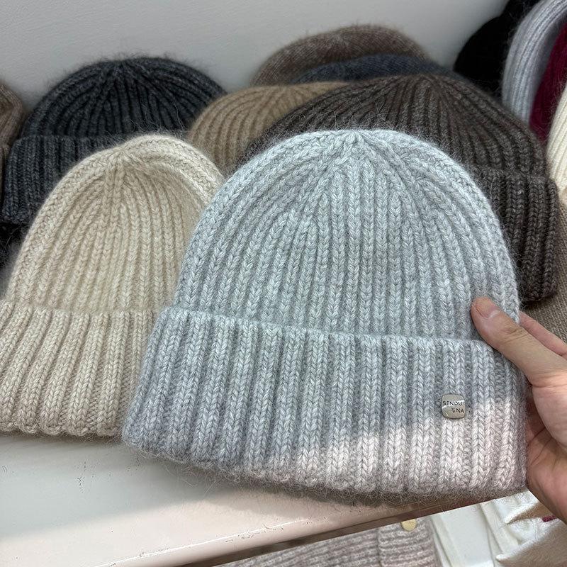 Premium Soft Waxy Skin-friendly Wool Hat Women's Autumn and Winter Warm Knitted Thickened Big Head Circumference Bag Head Hat