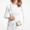 Michael Kors Mk Estelle Logo Dorato Pelle Granata Chiusura a Zip Piedini Protettivi Scatola in Pelle Borsa a Spalla Tracolla Mini da Donna 32F3G9EC0L-289
