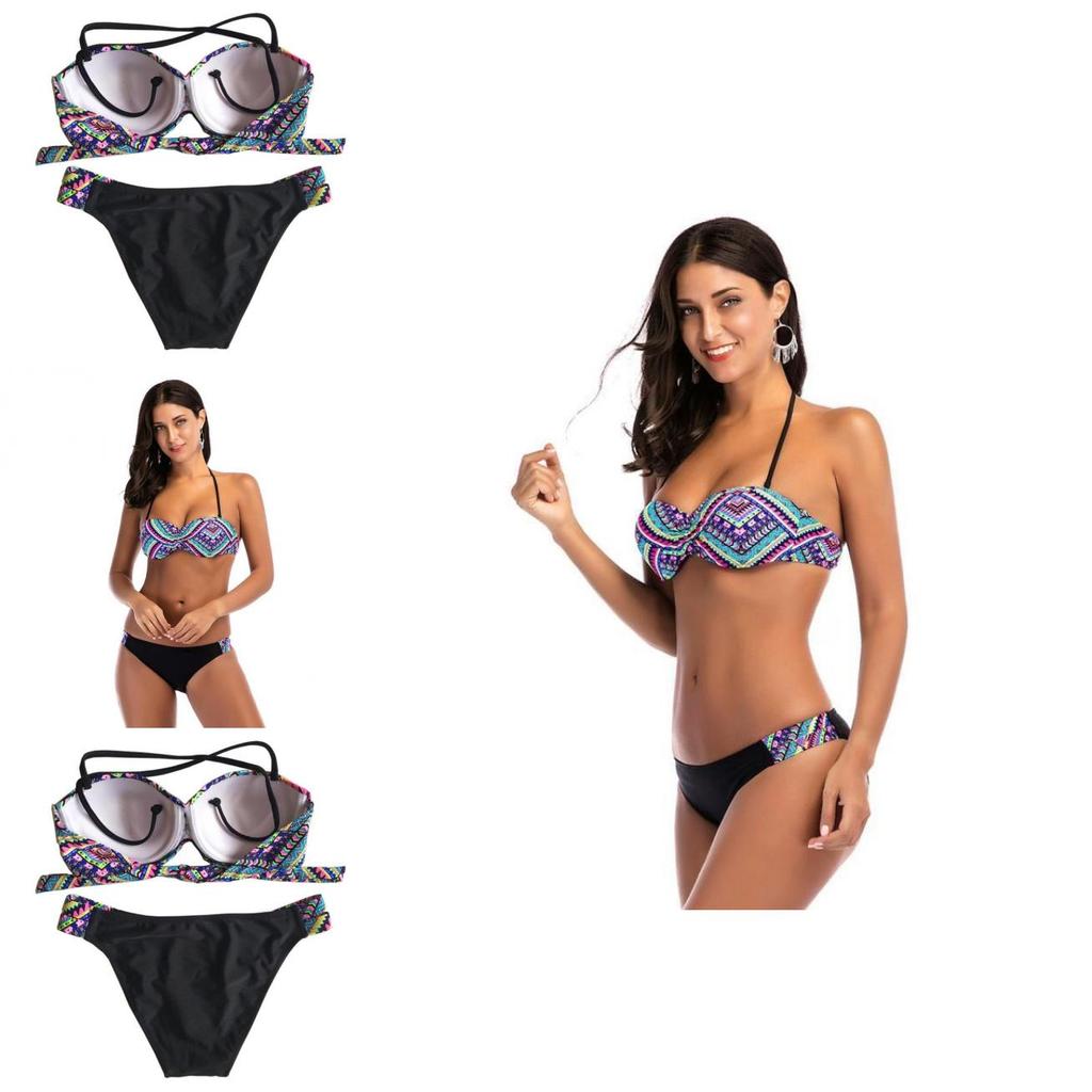 Retro Summer Beach Striped Print Swimwear With Premium Quality Fabric And Timeless Design