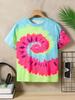 Kids Clothes Boys' Summer 3D Tie-Dye Rainbow T-Shirt Casual Crew Neck Children Top Short Sleeve Kids T Shirt Children's Clothing