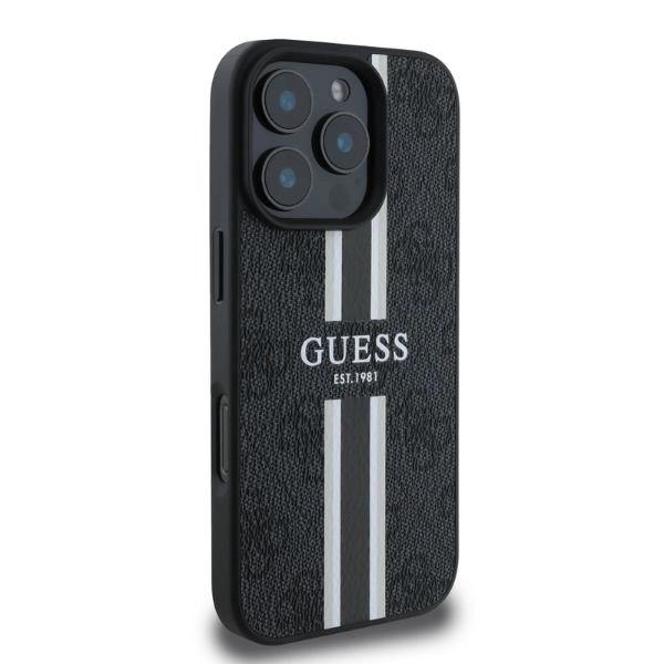 Etui Guess 4G Printed Stripes Magsafe Na Iphone 16 Pro - Czarne