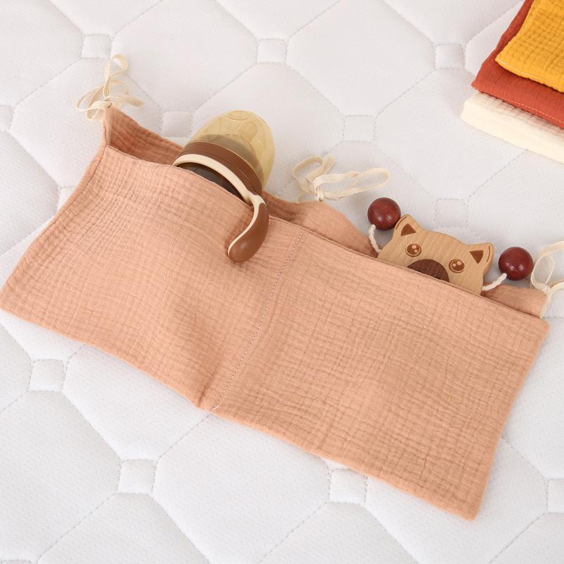 Non-Toxic Baby Crib Storage Bag Cotton Double Pouch Newborn Bed Headboard Organizer For Kids Baby Bedding Diaper Toys Bag