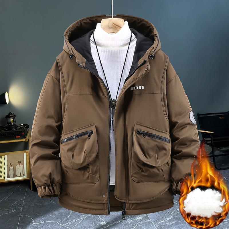 Men Plus Size Thickened Parkas Jacket Casual Thickening Coat Youth Winter Jacket