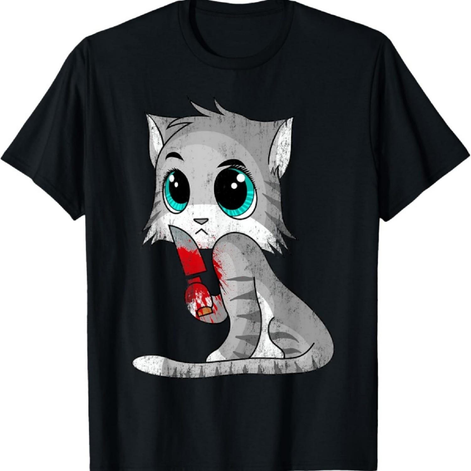 

Cute but Psycho Kitty Cat Wife Mother Gift Horror T-Shirt XXXXXL чорний