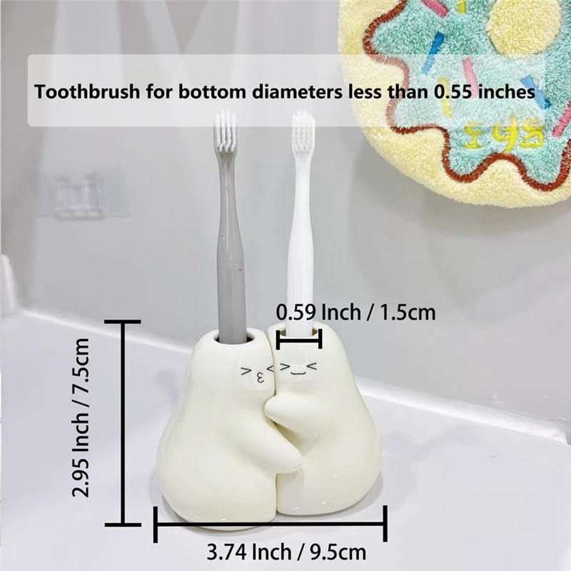 A95I- For Bathroom Set Of 2 Cute Tooth Brush Holders For Bathroom Countertop Home Office Table Decor Toothbrush Holder