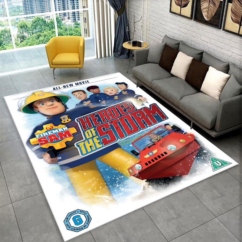 Cartoon Fireman Sam Non-Slip Area Rug for Living Room,Bedroom,Playroom,Soft Carpet Floor Mat Home Decor Rug Kids Room Gift
