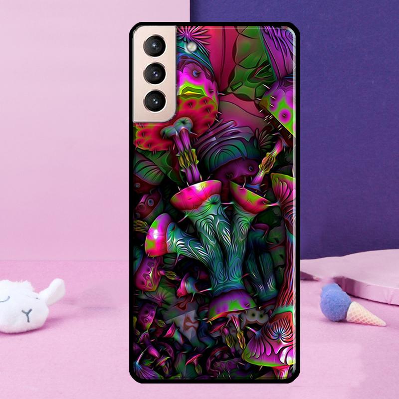 Trippy Mushroom Psychedelic Art Phone Case For Samsung Galaxy S25 S24 Ultra S9 S10 S20 S21 S22 Plus S23 FE S24 FE Cover