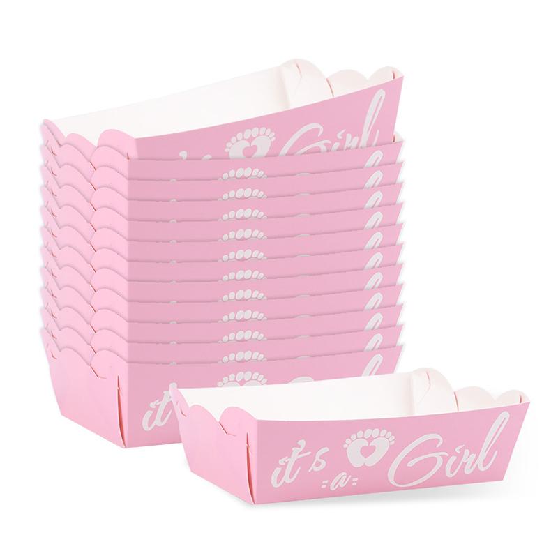 

6/12/20pcs Gender Reveal Party Paper Food Trays Candy Cookie Snacks Box Blue Pink Its a Boy Girl Decoration Supplies Baby Shower 6Pcs
