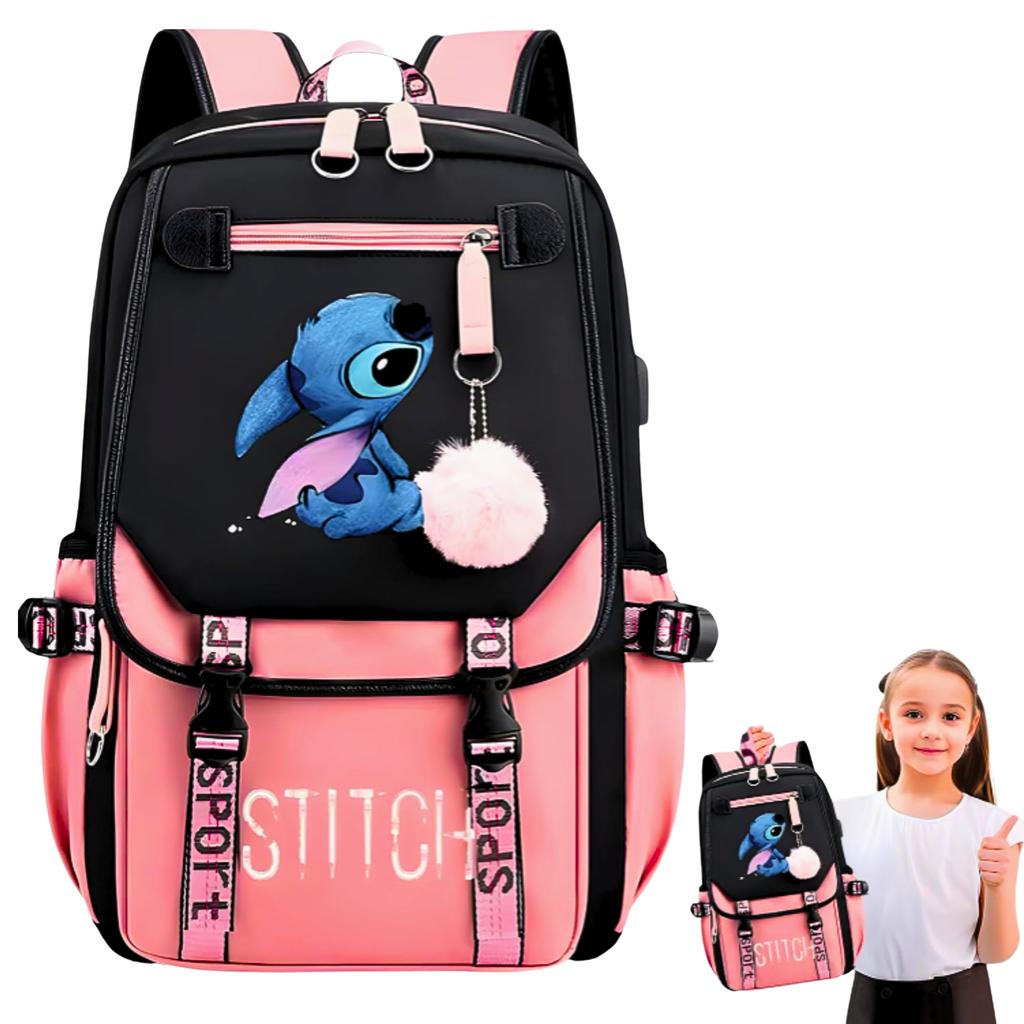 Lilo och Stitch Ryggsäck För Skola, Skola, Stad, Resor, Rymlig