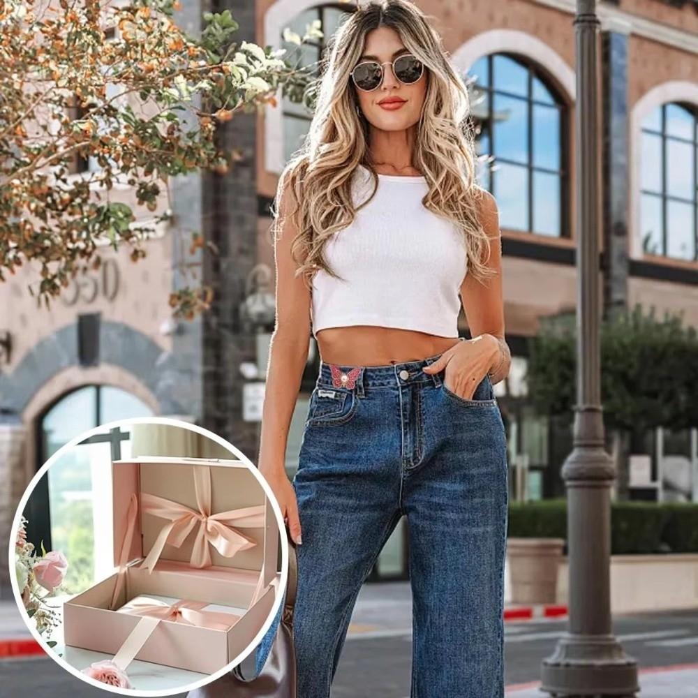 New Butterfly Shape Jeans Buttons Adjustable Fixed Waist Buckle Waist Tightening Tool Safety Pins Dress Decoration