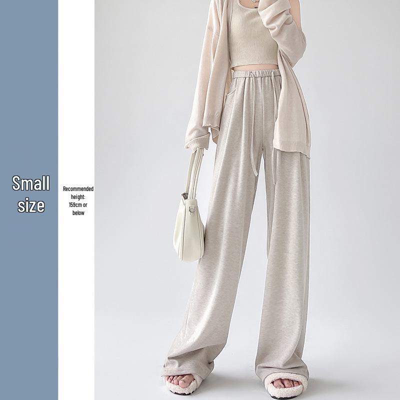 

Женские широкие брюки с высокой талией из клейкого риса : Универсальный прямой крой для любого сезона. S