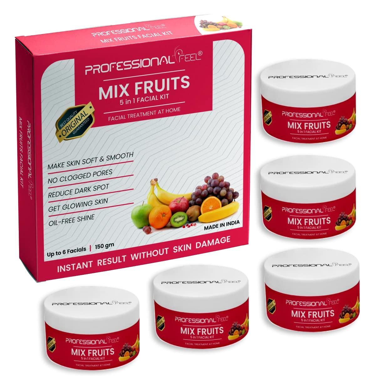 Professional Feel Papaya Mix Fruit Facial Kit (150 GM) Glowing, Blemish Free Skin | With Papaya, Cucumber, Peach & Orange Peel Extracts | Glowing a
