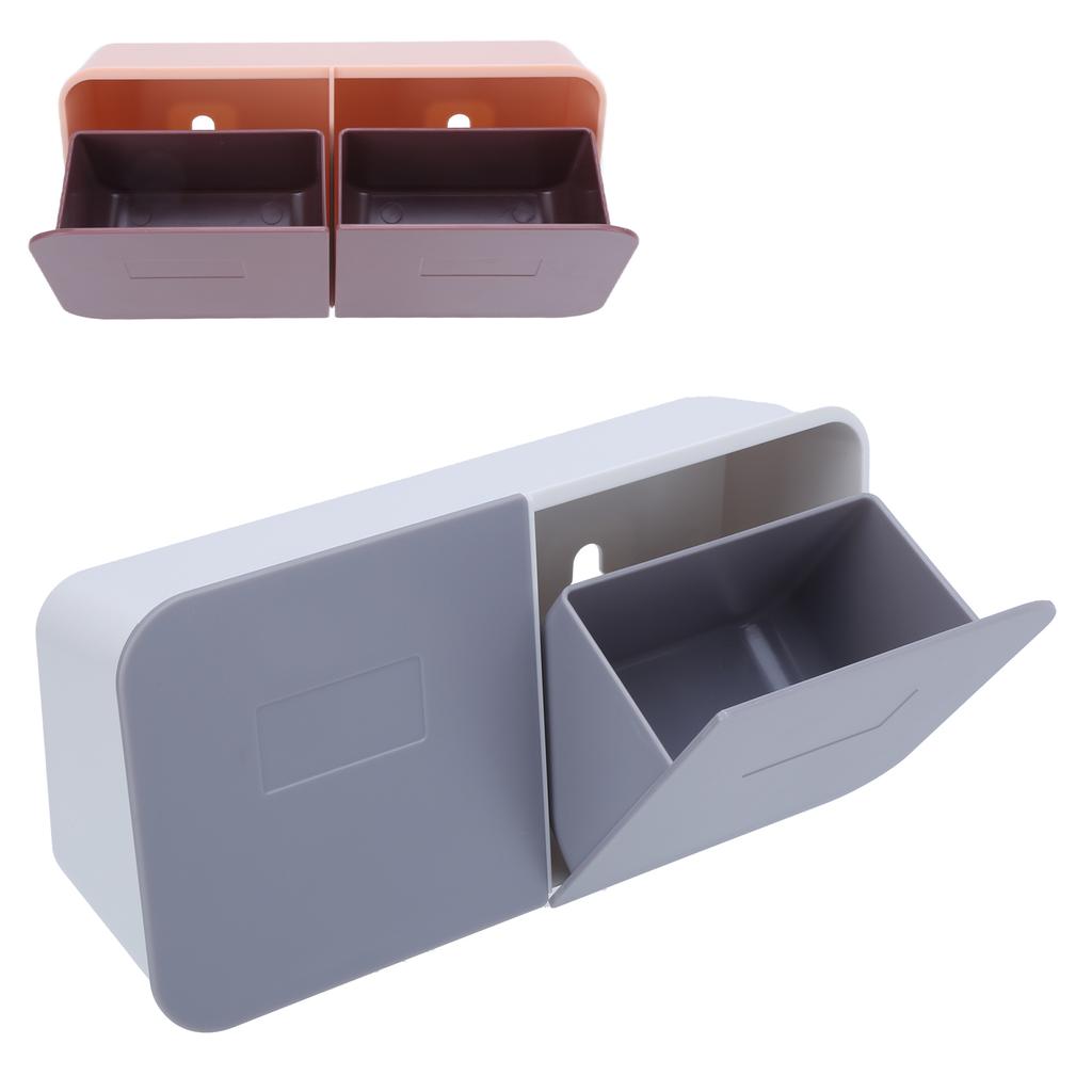 Makeup Box Wall Mounted Cover Removable Washable Cotton Pad Organizer for Bathroom