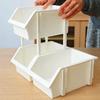 White/Grey Stackable Desk Organizer Plastic Desktop Storage Box Grooved Storage Boxes  Jewelry