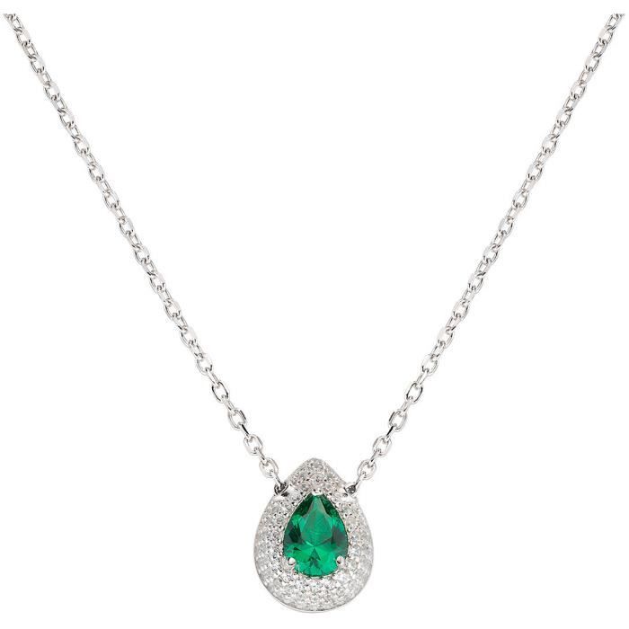 Collier - AMEN - Diamonds - Argent 925 - Zircons blancs et verts - 40+5 cm