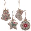 New Christmas Linen Pendant Printed Five-pointed Star Christmas Tree Shopping Mall Decoration Small Pendant