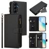 Per Samsung Galaxy A55 5G Custodia in Pelle 9 Scomparti per Carte Portafoglio con Cerniera Supporto Copertura per Telefono con Cinturino da Polso