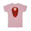 Gift T-Shirt : Switzerland Flag Skull Swiss National Colors