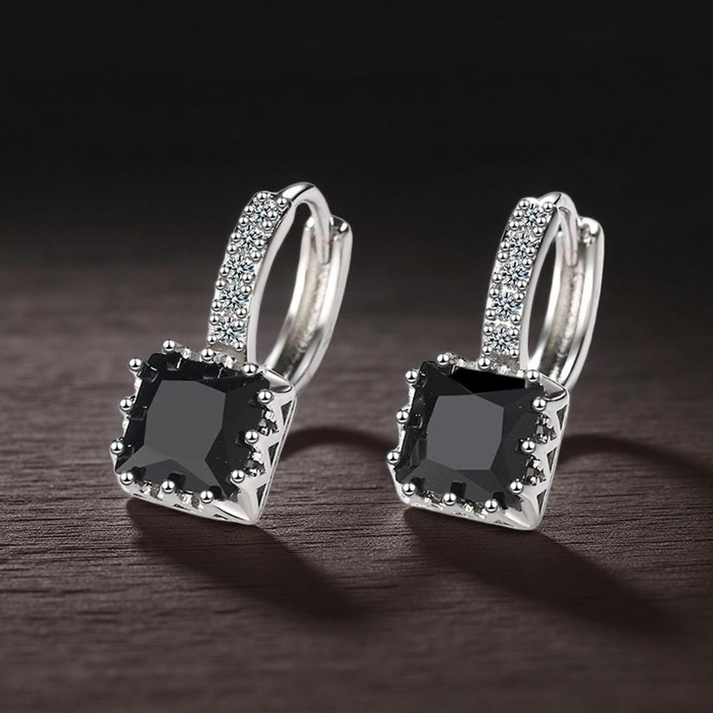 Boucles d'Oreilles Manchette Zircon Noir - Style Européen & Américain Bijoux les Plus Vendus