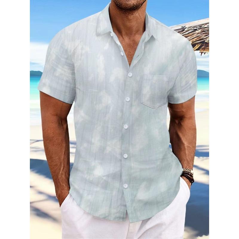 Summer New Tie-dye Lapel Short-sleeved Men's Beach Casual Sports All-match Shirt