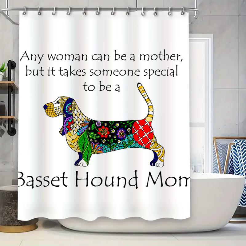 

Decorative Shower Curtain Basset Hound Mom Floral Pattern Perfect Gift for Mother s Day or Birthday 90x180cm