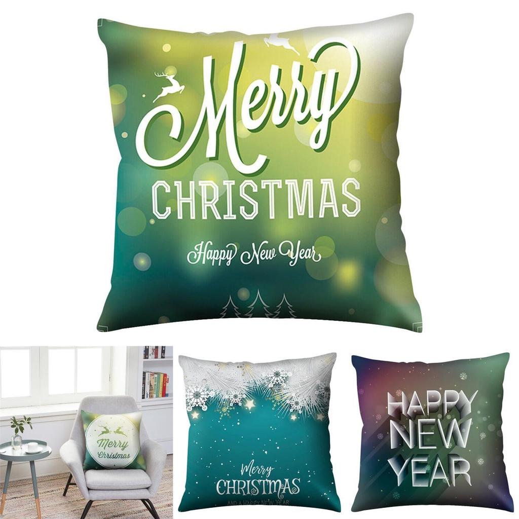 Polyester Peach Skin Christmas Cushion Cover 18" For Sofa Decor**