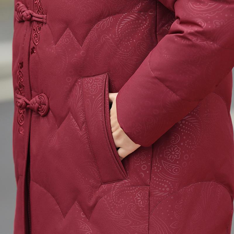 Middle Age Women Winter Short Down Coats Vintage Plus Size Parkas Hooded Elegant Thick Warm Down Jackets Woman Outerwears