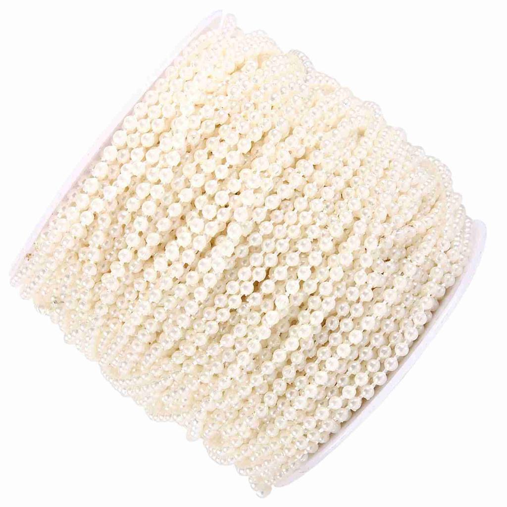 50M Roll 3mm Fishing Line Pearls String Beads Chain Garland Wedding Decoration Centerpieces White