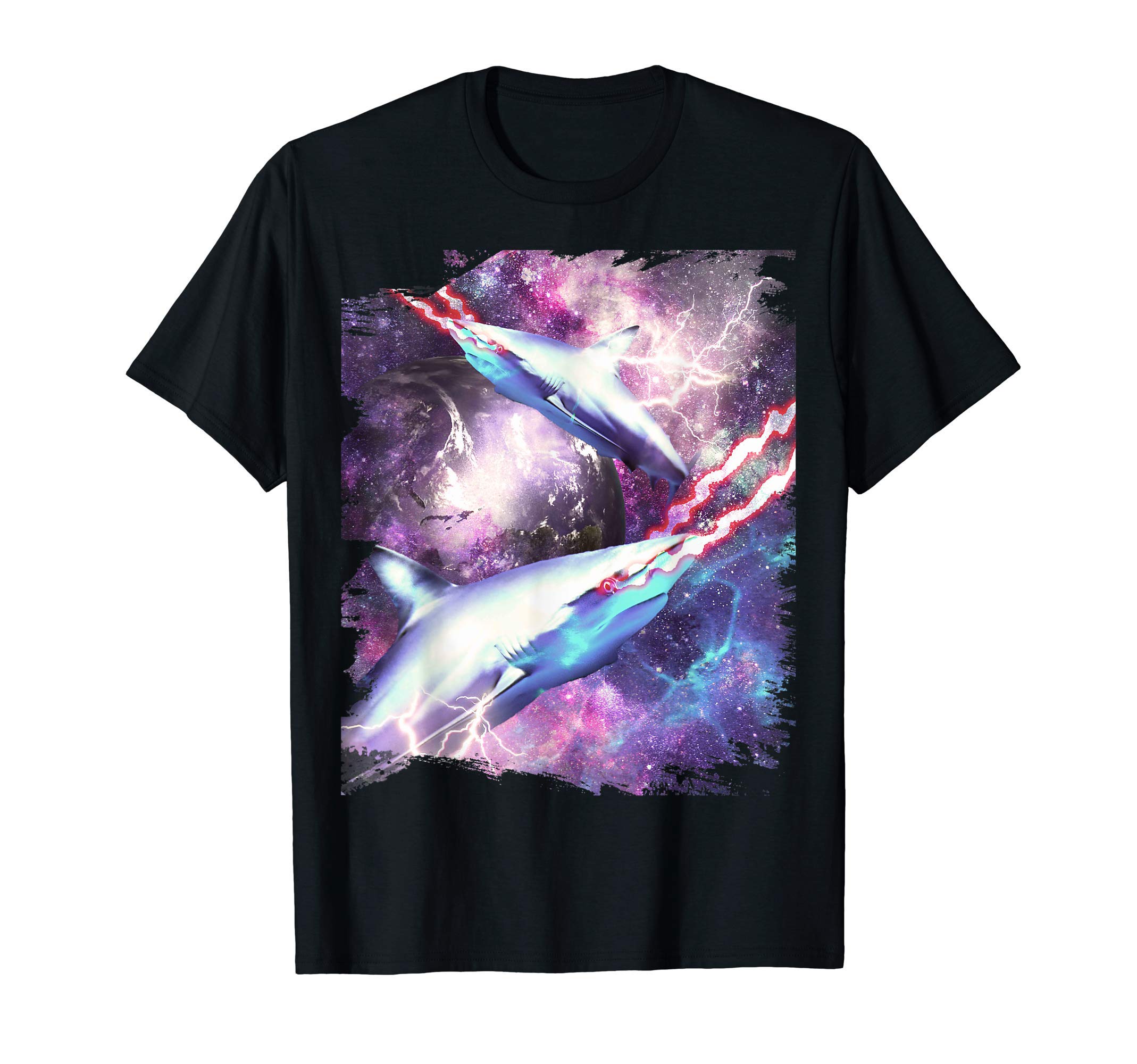 

Футболка с лазерным лучом в глазах — это акулы в космосе