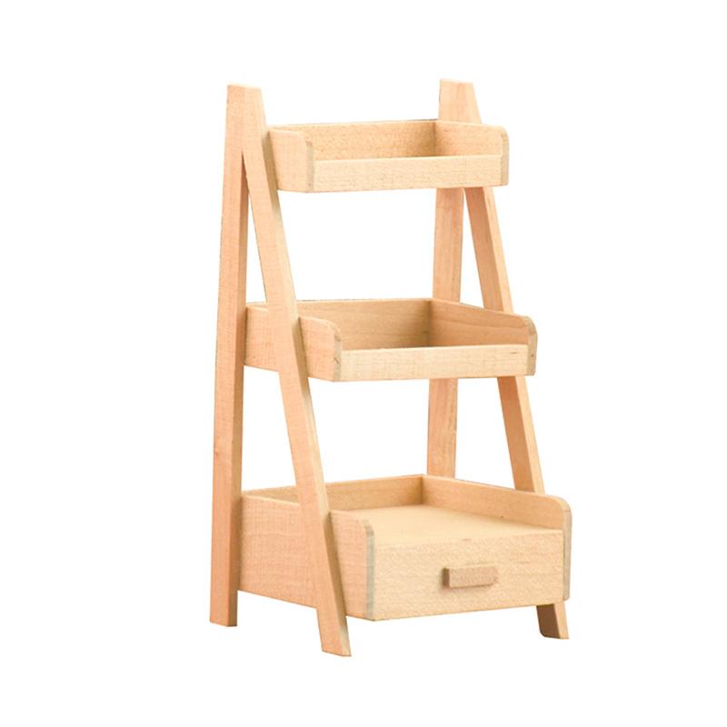 1:12 Scale Dollhouse Wood Shelf Flower Stand Doll House Handmade Furniture Model