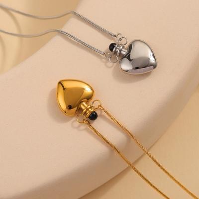 Stainless Steel Heart Bottle Pendant Necklace For Women Gold Plated Women's Snake Chain Necklaces Elegant Choker Woman Zircon