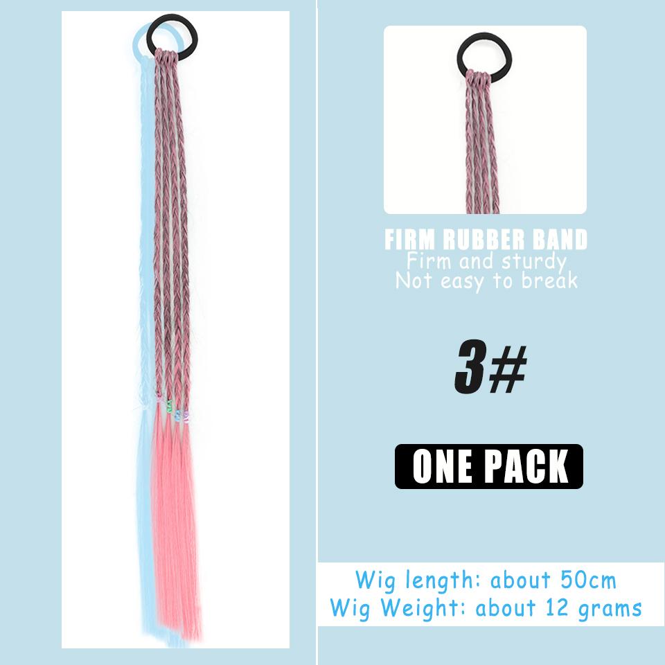 

Синтетический парик WTB, цветная градиентная коса, плетеная веревка для маленьких девочек, высокотемпературная шелковая повязка на голову ручной работы, детский парик 50CM