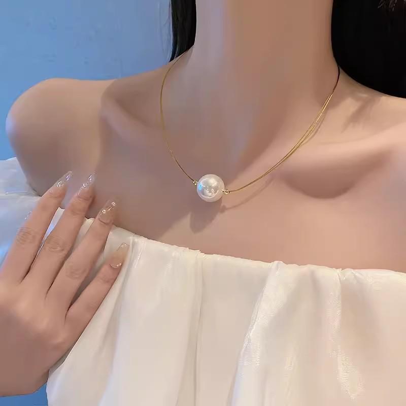 French retro pearl necklace female tide neck chain light luxury collarbone chain