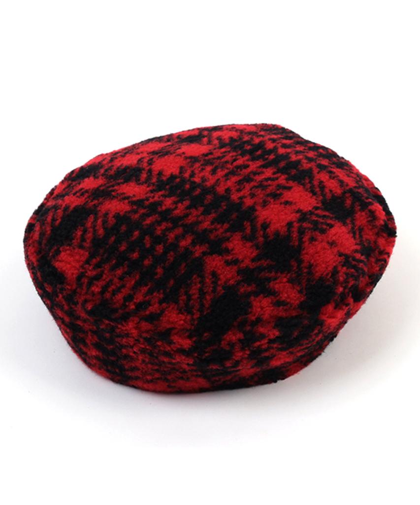 Fleece Red Check Beret
