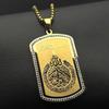 Islam Muslim Allah Koran Edelstahl Strasssteine Anhänger Halskette für Damen Herren Goldfarbe Arabischer Buchstabe Kette Schmuck Geschenk