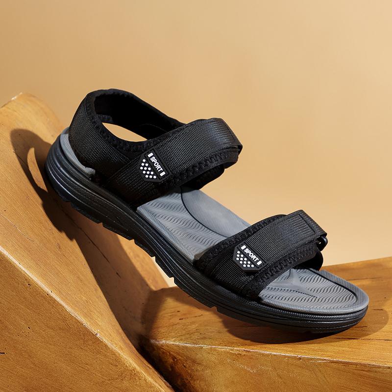 Non-Slip Men's Sandals for Summer New Wear-Resistant Breathable Simple Men's Business Beach Shoes Women Black