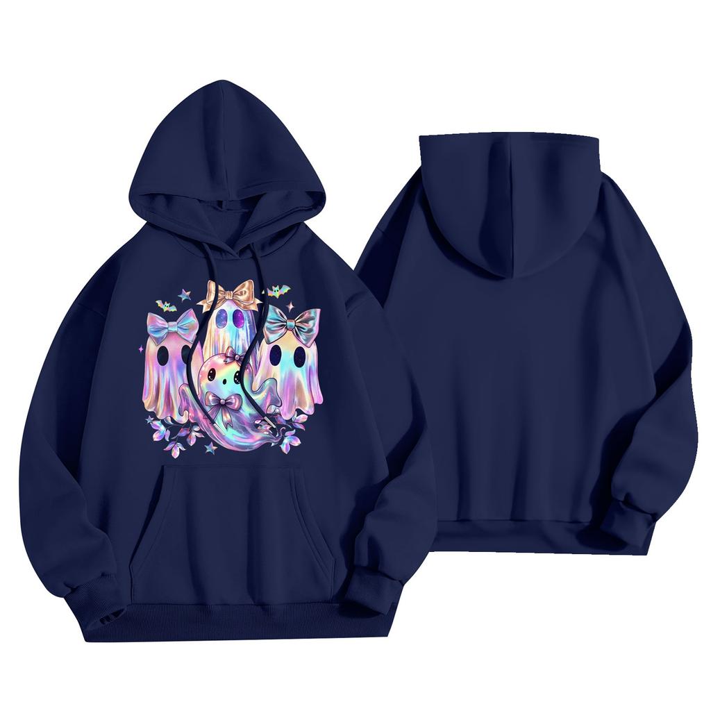 Dammode Lättviktig Långärmad Pullover Med Fickor Baseballtryck Hoodie