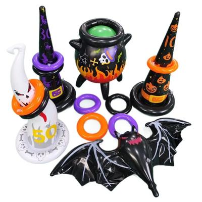 Inflatable Witch Pot Toss Game Halloween Party Favors Supplies for Kid Indoor & Outdoor Witch Hat Spider Bat Ghoast  Game